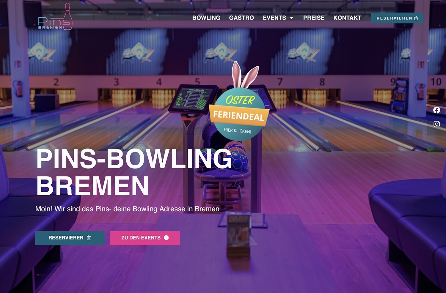 Launch Unternehmens-Webseite Pins Bremen Bowling